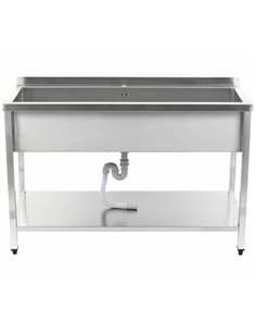 Commercial Pot Wash Sink Stainless steel 1 bowl Splashback Bottom shelf 1400x600x900mm Square legs | Stalwart DA-PSA14060U