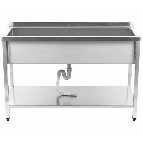 Commercial Pot Wash Sink Stainless steel 1 bowl Splashback Bottom shelf 1400x600x900mm Square legs | Stalwart DA-PSA14060U