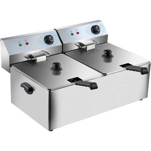 Commercial Fryer Double Electric 2x11 litre 7kW Countertop | Stalwart DA-HEF11L2