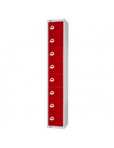 Eight Door Locker with Sloping Top Red Camlock