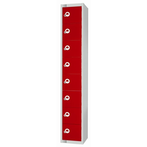 Eight Door Locker with Sloping Top Red Camlock