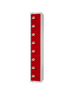 Eight Door Locker with Sloping Top Red Door Padlock