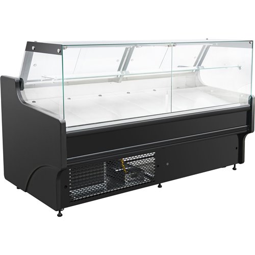 Serve over Deli counter Black front Straight glass front Width 1580mm | Stalwart DA-KSCP1509SG