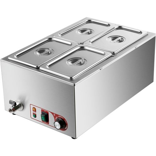 Commercial Bain Marie with Drain Tap 4xGN1/4 Including 4 containers with lid | Stalwart DA-HB4