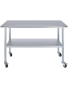 Commercial Mobile Stainless Steel Work Table Bottom shelf 1200x600x900mm | Stalwart DA-WT60120GMOBILE