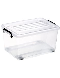 Pack of 12 Plastic Storage Box with Wheels &amp Lid &amp Clips 15 litre 400x295x208mm Polypropylene | Stalwart DA-S1015