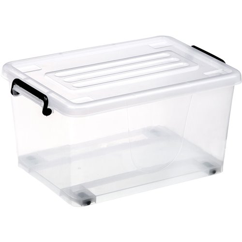 Pack of 12 Plastic Storage Box with Wheels &amp Lid &amp Clips 15 litre 400x295x208mm Polypropylene | Stalwart DA-S1015