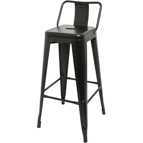 High Bar Stool Steel Black with Backrest Indoors | Stalwart DA-HYX504D