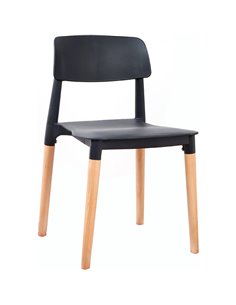 Bistro Dining Chair PP Seat with Beech Wood Legs Black | Stalwart DA-HYL088