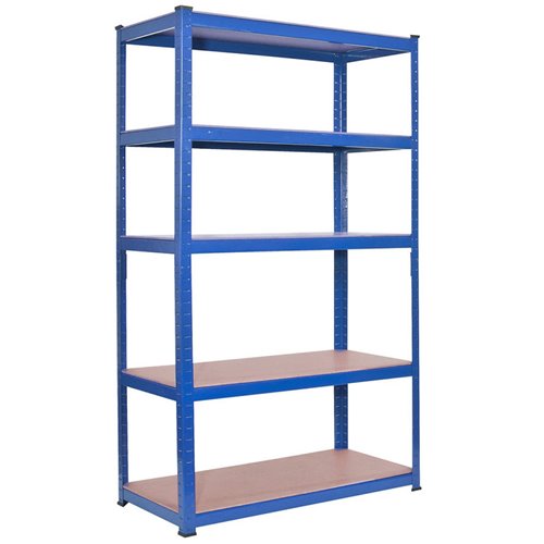 Commercial Heavy Duty Shelving Unit Painted steel Blue 5 Shelves 875kg Loading Capacity 700x300x1500mm | Stalwart DA-SG17515CB