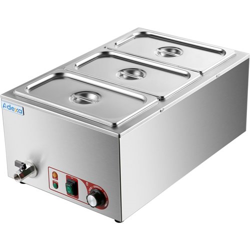 Commercial Bain Marie with Drain Tap 3xGN1/3 Including 3 containers | Stalwart DA-HB3V