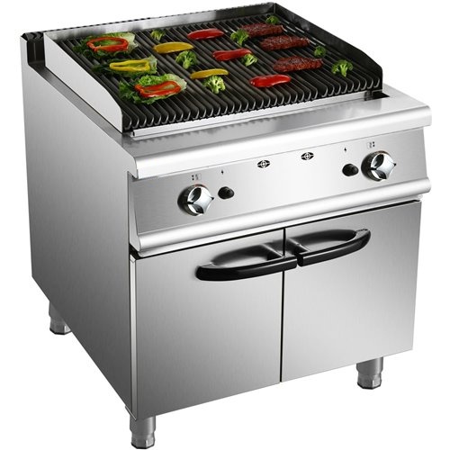 Professional Gas Lava Rock Grill with Cabinet Base 18kW 900mm Depth | Stalwart DA-HGL907