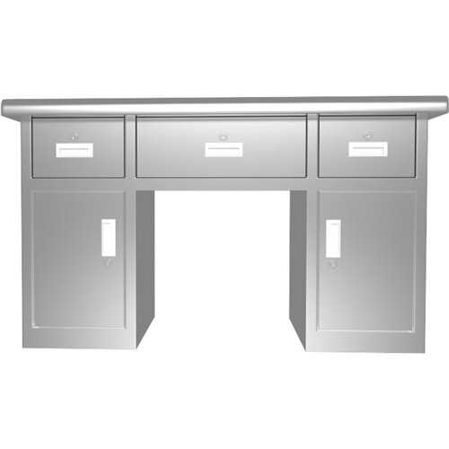 Commercial Stainless Steel Work Desk 2 Doors &amp 3 Drawers 1400x700x760mm | Stalwart DA-MBSS201H76OT