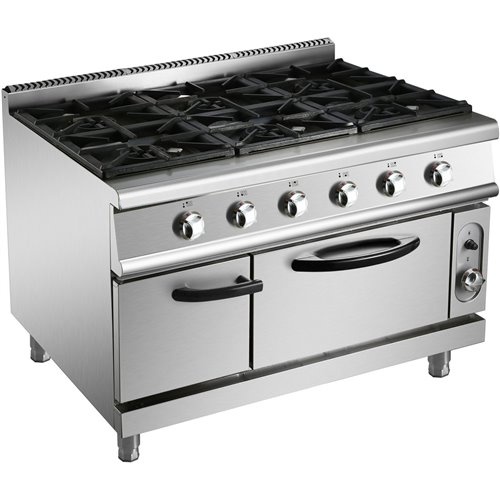 Professional Gas range 6 burners 36kW Gas oven 5.8kW 900mm Depth | Stalwart DA-ADX996Z