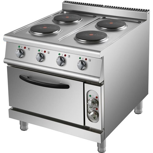 Commercial Electric Cooker 4 Burners with Electric Oven 10.4kW+4.8kW 900mm Depth | Stalwart DA-HRQ912A