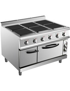 Commercial Electric Cooker 6 Square Burners with Electric Oven 24kW+4.8kW 900mm Depth | Stalwart DA-HSQ962B