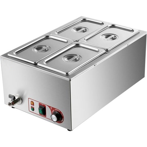 Commercial Bain Marie with Drain Tap 4xGN1/4 Including 4 containers | Stalwart DA-HB4V