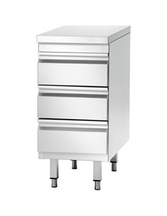 Commercial drawer cabinet Stainless steel 3 drawers Width 500mm Depth 600mm | Stalwart DA-THSS3R56