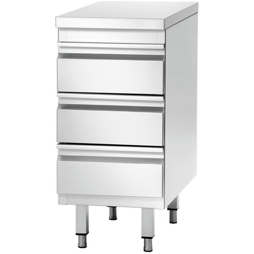 Commercial drawer cabinet Stainless steel 3 drawers Width 500mm Depth 600mm | Stalwart DA-THSS3R56