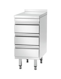 Commercial drawer cabinet Stainless steel 3 drawers Upstand Width 500x700x850mm | Stalwart DA-VIG573A