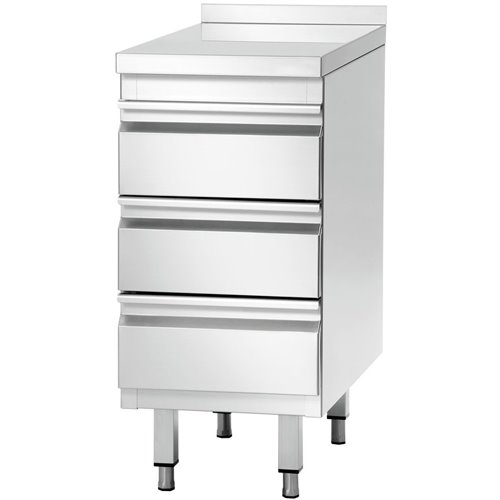 Commercial drawer cabinet Stainless steel 3 drawers Upstand Width 500x700x850mm | Stalwart DA-VIG573A