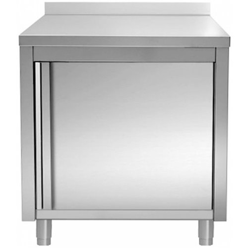 Commercial Worktop Floor Cupboard Hinged door Stainless steel 600x700x850mm Upstand | Stalwart DA-VTC67SLB