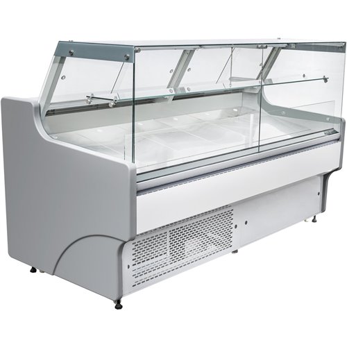 Serve over Deli counter White front Straight glass front Width 1330mm | Stalwart DA-WHITE1309SG