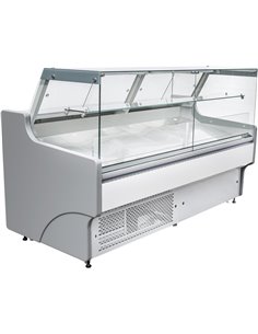 Serve over Deli counter White front Straight glass front Width 1580mm | Stalwart DA-WHITE1509SG