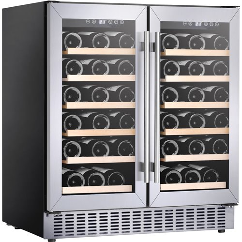 Commercial Dual Zone Double Door Wine Fridge 56 bottles 180L Stainless Steel | Stalwart DA-YC200