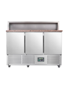 221039 - 3 Door Refrigerated Salad Prep Counter with Granite Worktop - 346L (PS903)