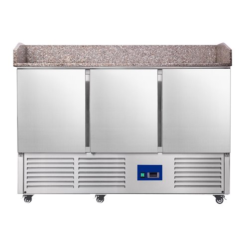 221042 - 3 Door Refrigerated Salad Prep Counter with Granite Worktop - 346L (PZ903)