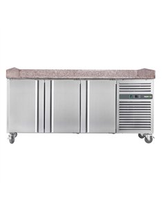 221033 - 3 Door Refrigerated Pizza Counter with Granite Worktop - 485L (PZ3600)