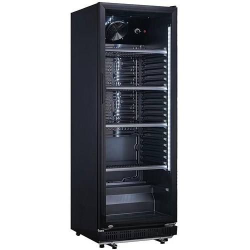 Commercial Drink cooler Upright 326 litres Fan assisted cooling Hinged glass door Black | Stalwart DA-LG360XPBLACK