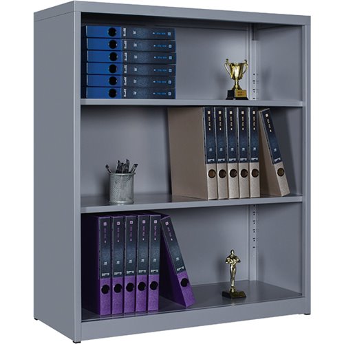 Commercial Metal Storage Cabinet Open 2 Shelves 800x400x900mm Grey | Stalwart DA-HDWSA01