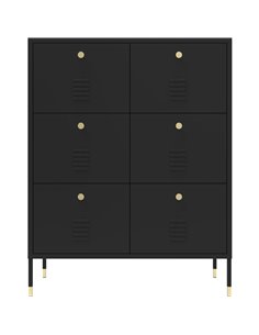 Metal Storage Cabinet 6 Drawers 800x400x1015mm Black | Stalwart DA-HMA13