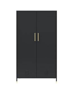 Commercial Steel Black Storage Cabinet 2 Doors 3 Shelves 800x400x1440mm Black | Stalwart DA-HMA17