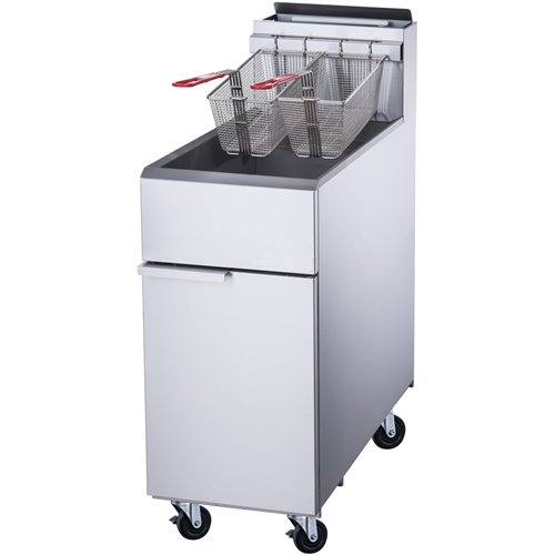 Twin Basket Professional Free standing Gas Fryer Single tank 25 litres 21kW | Stalwart DA-DCF25L