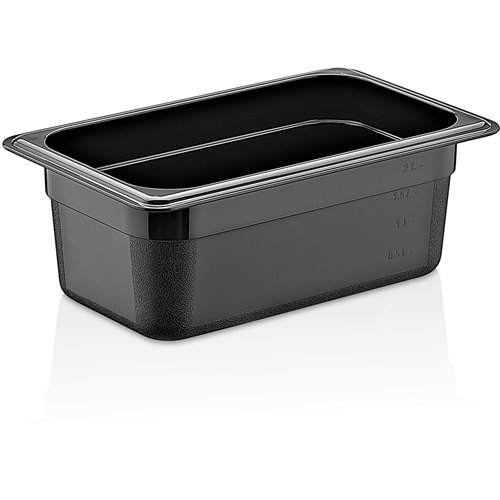 Polycarbonate Gastronorm Pan GN1/4 Depth 100mm Black 2 litres | Stalwart DA-GNP14100B