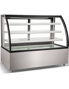 Cake counter Curved front 1500x730x1300mm 3 shelves Stainless steel base LED | Stalwart DA-GN1500CF3