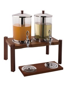 Commercial Juice Dispenser 2x7 litres Walnut Wood | Stalwart DA-DTJ012