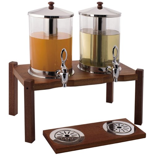 Commercial Juice Dispenser 2x7 litres Walnut Wood | Stalwart DA-DTJ012