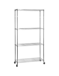 Commercial Shelving Unit 4 Tier with Wheels 1000kg Width 1200mm Depth 450mm Chrome Wire | Stalwart DA-AMJ488