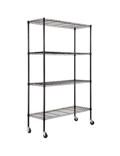 Commercial Shelving Unit 4 Tier with Wheels 1000kg Width 1200mm Depth 450mm Black Wire | Stalwart DA-AMJ492