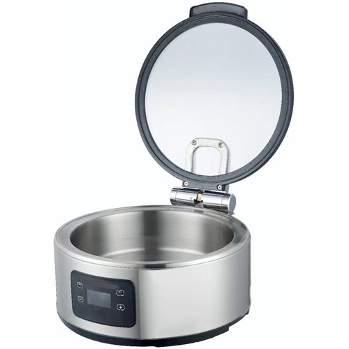 Chafing Dish Electric heating Round Glass lid Stainless steel 6 litres | Stalwart DA-ACFD6L01