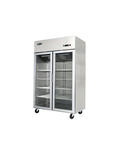 Atosa YCF9402GR Slimline Double Glass Door Upright Fridge 900ltrs