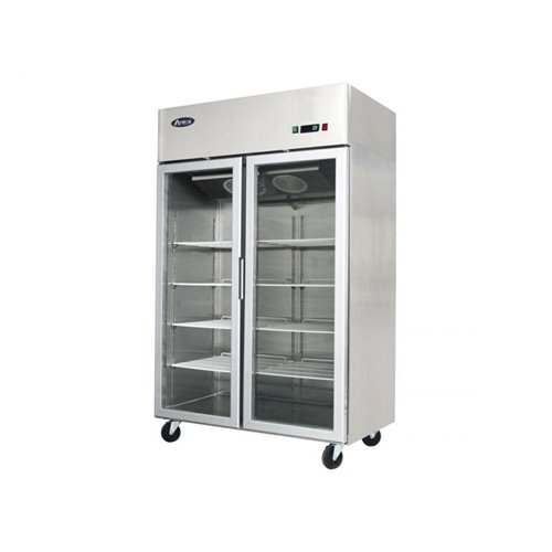 Atosa YCF9402GR Slimline Double Glass Door Upright Fridge 900ltrs