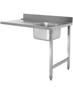 Loading table Right side 1200x650x850mm With sink With splashback Stainless steel | Stalwart DA- DWITA1265R