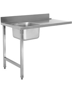 Loading table Left side 1200x650x850mm With sink With splashback Stainless steel | Stalwart DA- DWITA1265L