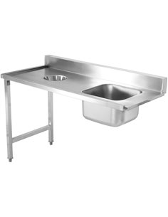 Loading table Left side 1400x650x850mm With sink With waste hole With splashback Stainless steel | Stalwart DA- DWITC1465R