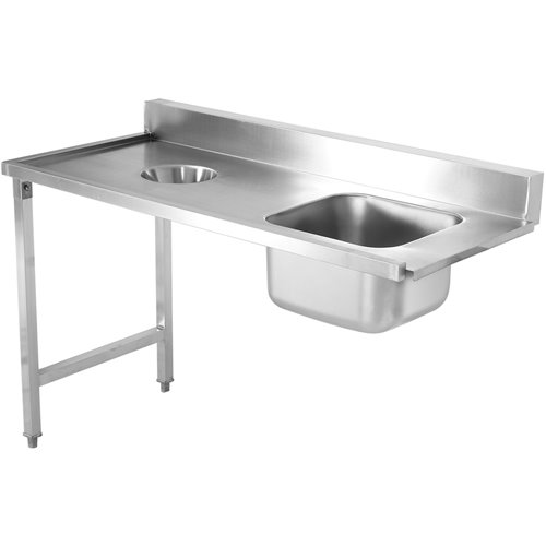 Loading table Left side 1400x650x850mm With sink With waste hole With splashback Stainless steel | Stalwart DA- DWITC1465R